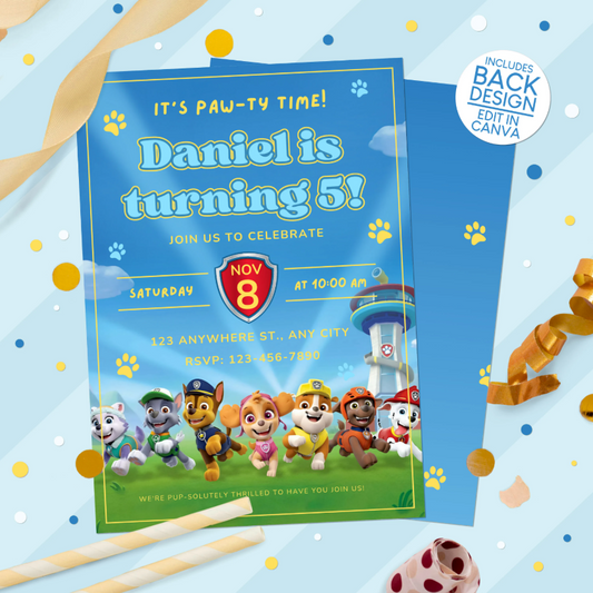 Paw Patrol Birthday Party Invitation