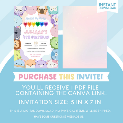 Squishmallows Birthday Party Invitation