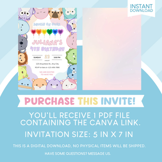 Squishmallows Birthday Party Invitation