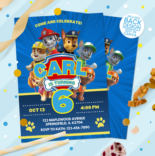 Paw Patrol Birthday Party Invitation