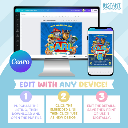 Paw Patrol Birthday Party Invitation