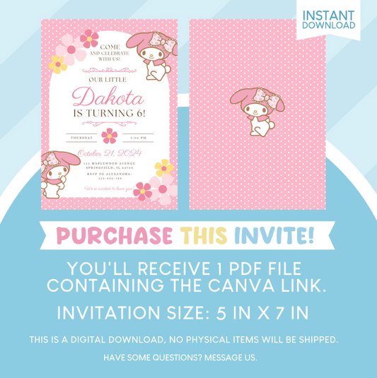 My Melody Birthday Party Invitation