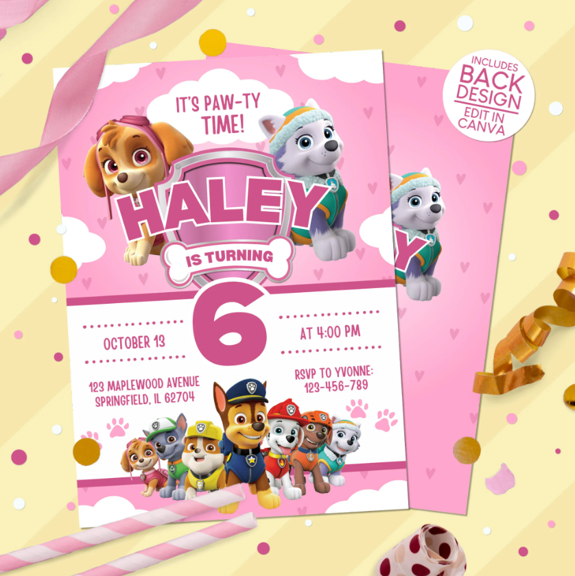 Paw Patrol Birthday Party Invitation