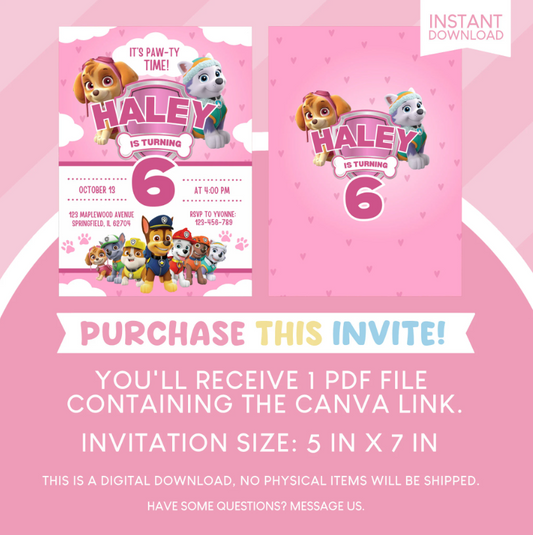 Paw Patrol Birthday Party Invitation