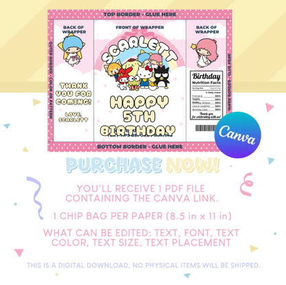Sanrio Birthday Party Favor Chip Bag