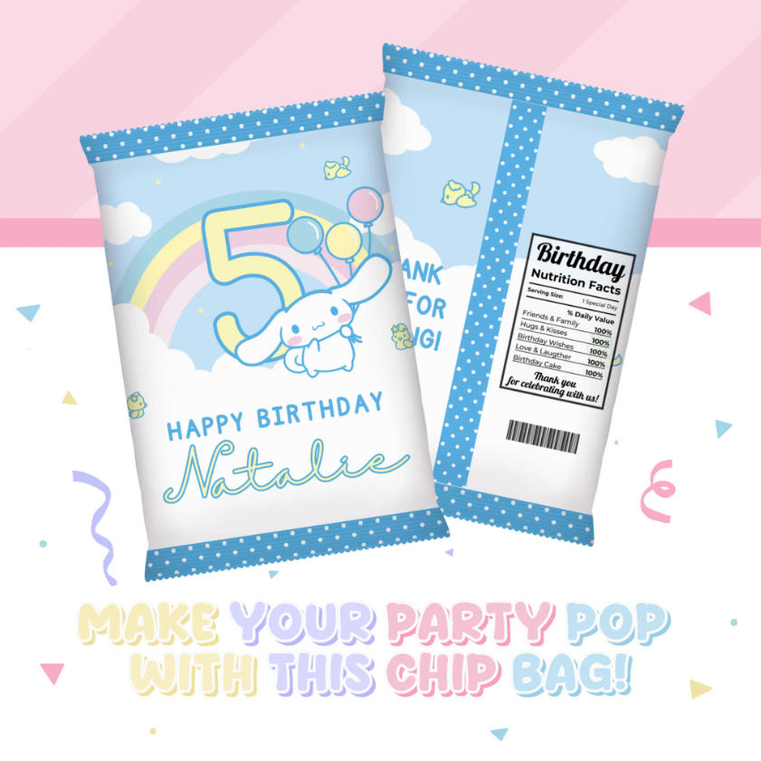 Cinnamoroll Birthday Party Favor Chip Bag