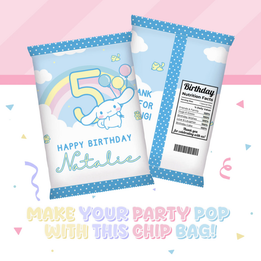 Cinnamoroll Birthday Party Favor Chip Bag