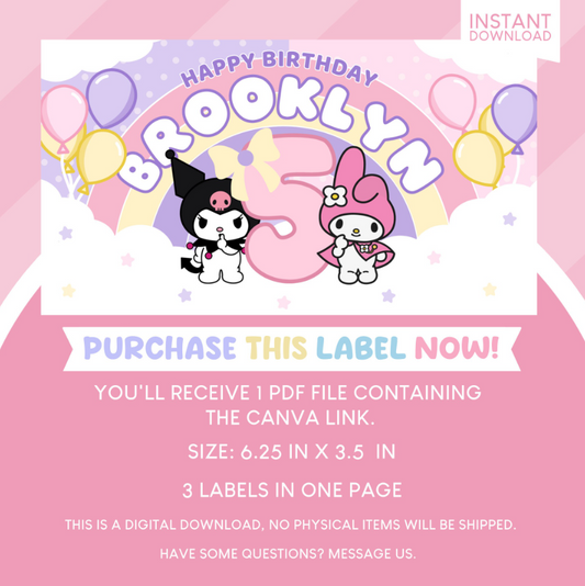 Kuromi and Melody Birthday Party Gable Box
