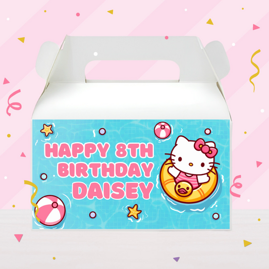 Hello Kitty Pool Birthday Party Gable Box