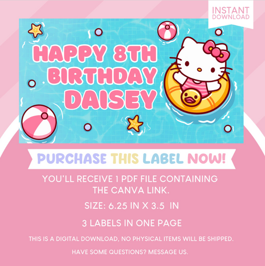 Hello Kitty Pool Birthday Party Gable Box