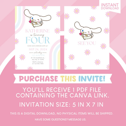 Cinnamoroll Birthday Party Invitation