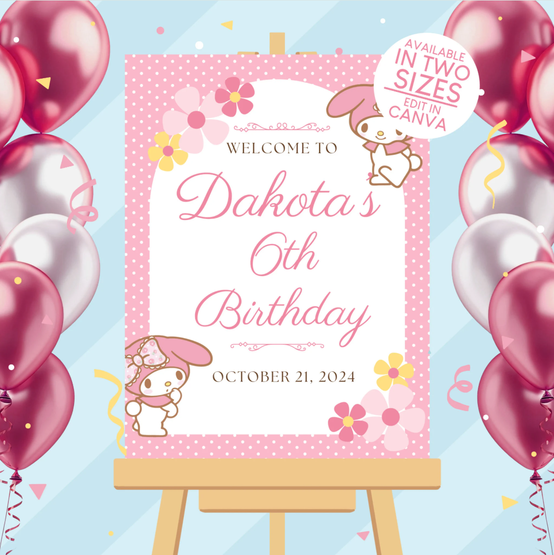 My Melody Birthday Party Welcome Sign Poster