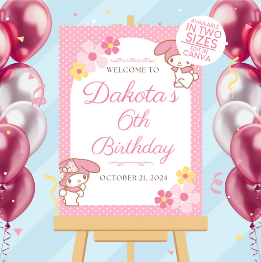 My Melody Birthday Party Welcome Sign Poster