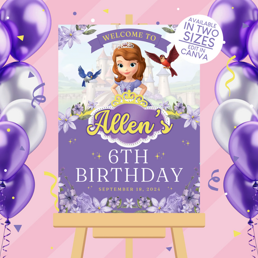 Sofia the First Birthday Party Welcome Sign Poster