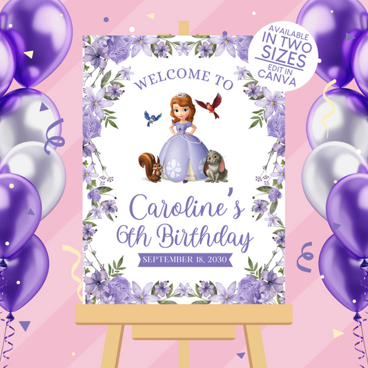 Sofia the First Birthday Party Welcome Sign Poster