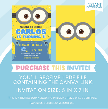 Minions Birthday Party Invitation