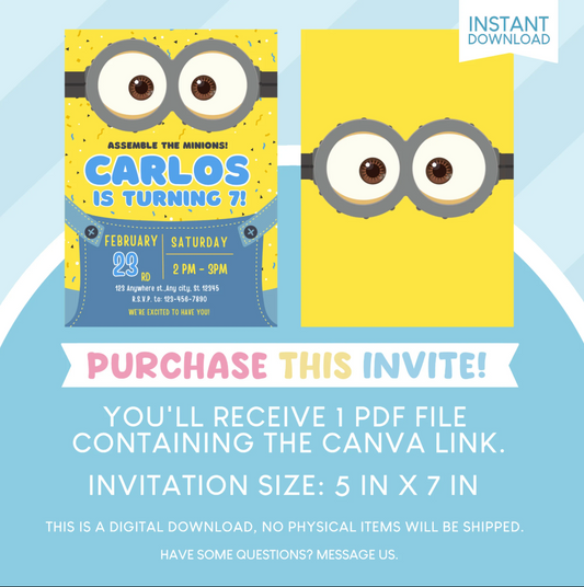 Minions Birthday Party Invitation