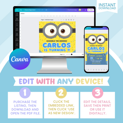 Minions Birthday Party Invitation