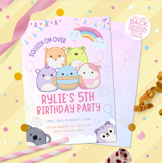 Squishmallows Birthday Party Invitation
