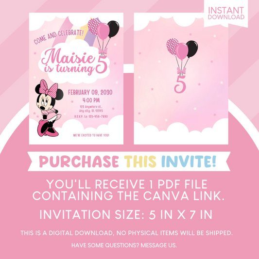 Minnie Mouse Clubhouse Birthday Party Invitation