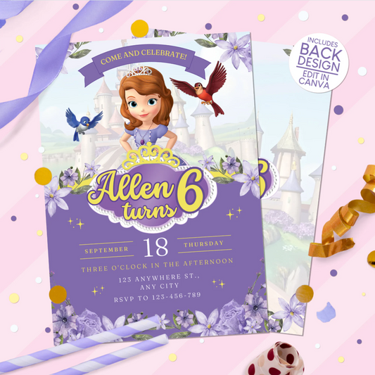 Sofia the First Birthday Party Invitation
