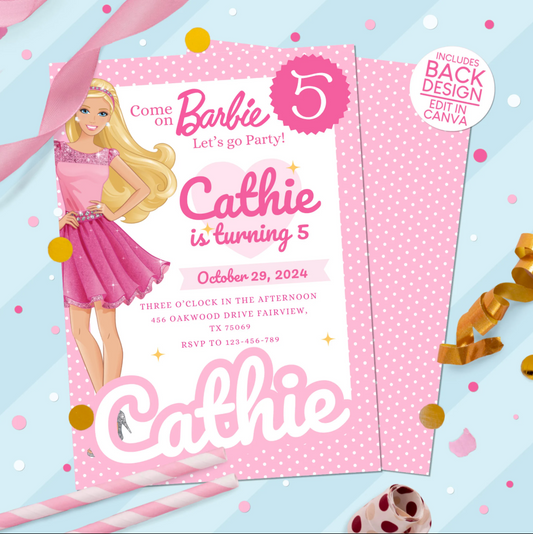 Barbie Glitter Birthday Party Invitation