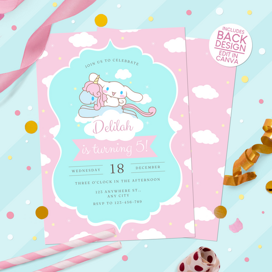 Cinnamoroll Birthday Party Invitation