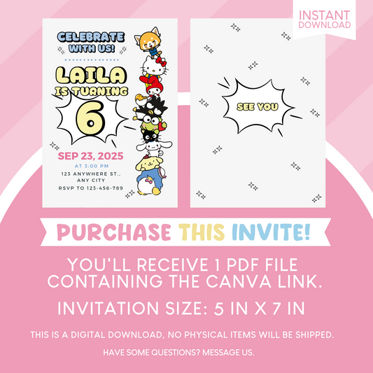 Sanrio Birthday Party Invitation