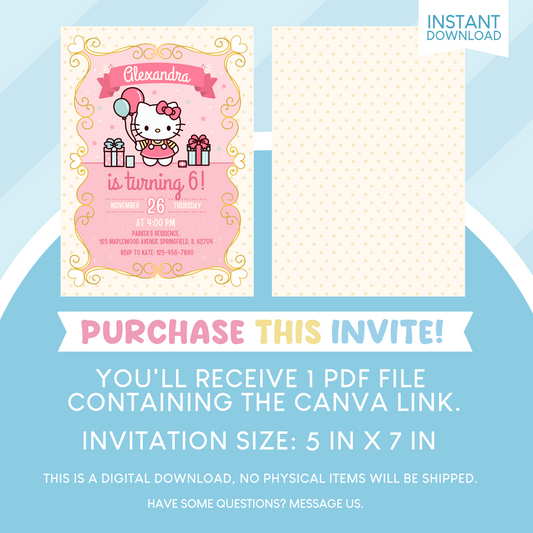 Hello Kitty Birthday Party Invitation