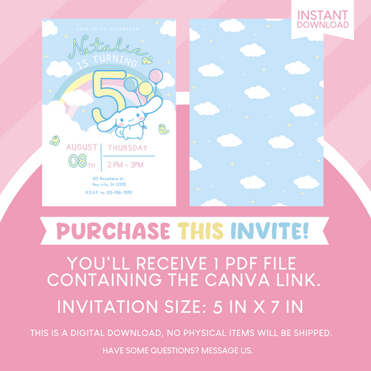 Cinnamoroll Birthday Party Invitation