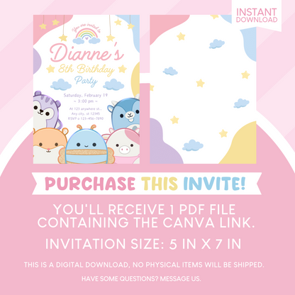 Squishmallows Birthday Party Invitation