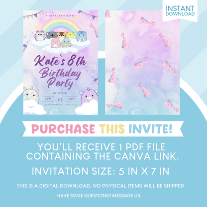 Squishmallows Birthday Party Invitation