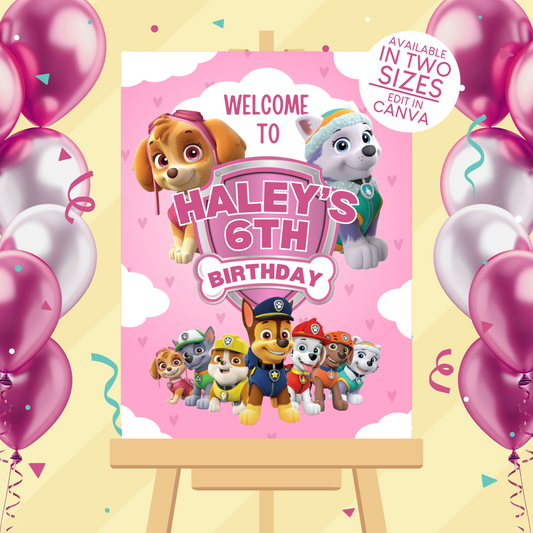 Paw Patrol Birthday Party Welcome Sign Poster
