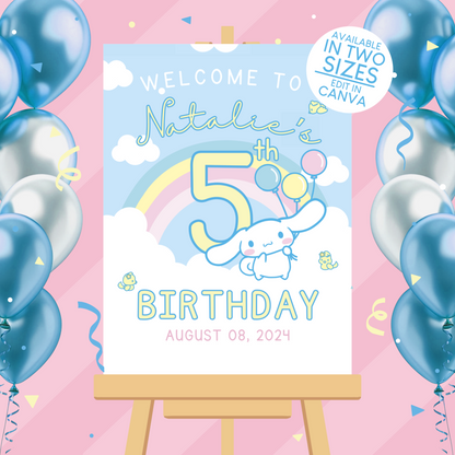 Cinnamoroll Birthday Party Welcome Sign Poster