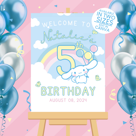 Cinnamoroll Birthday Party Welcome Sign Poster