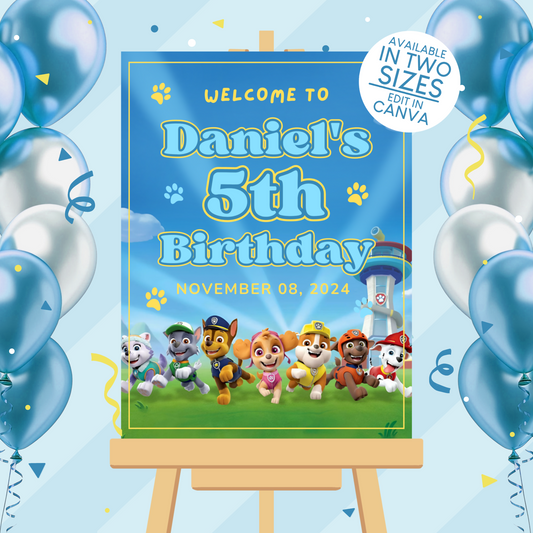 Paw Patrol Birthday Party Welcome Sign Poster
