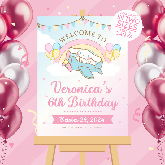 Cinnamoroll Birthday Party Welcome Sign Poster