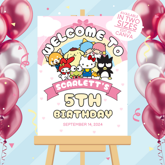 Sanrio Birthday Party Welcome Sign Poster
