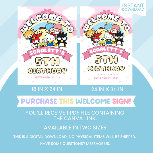 Sanrio Birthday Party Welcome Sign Poster