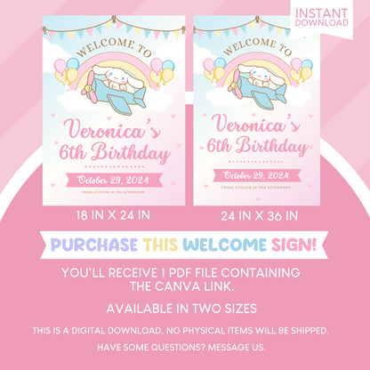 Cinnamoroll Birthday Party Welcome Sign Poster