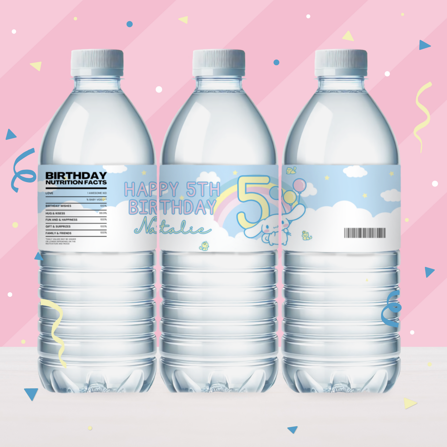 Cinnamoroll Birthday Party Favor Water Bottle