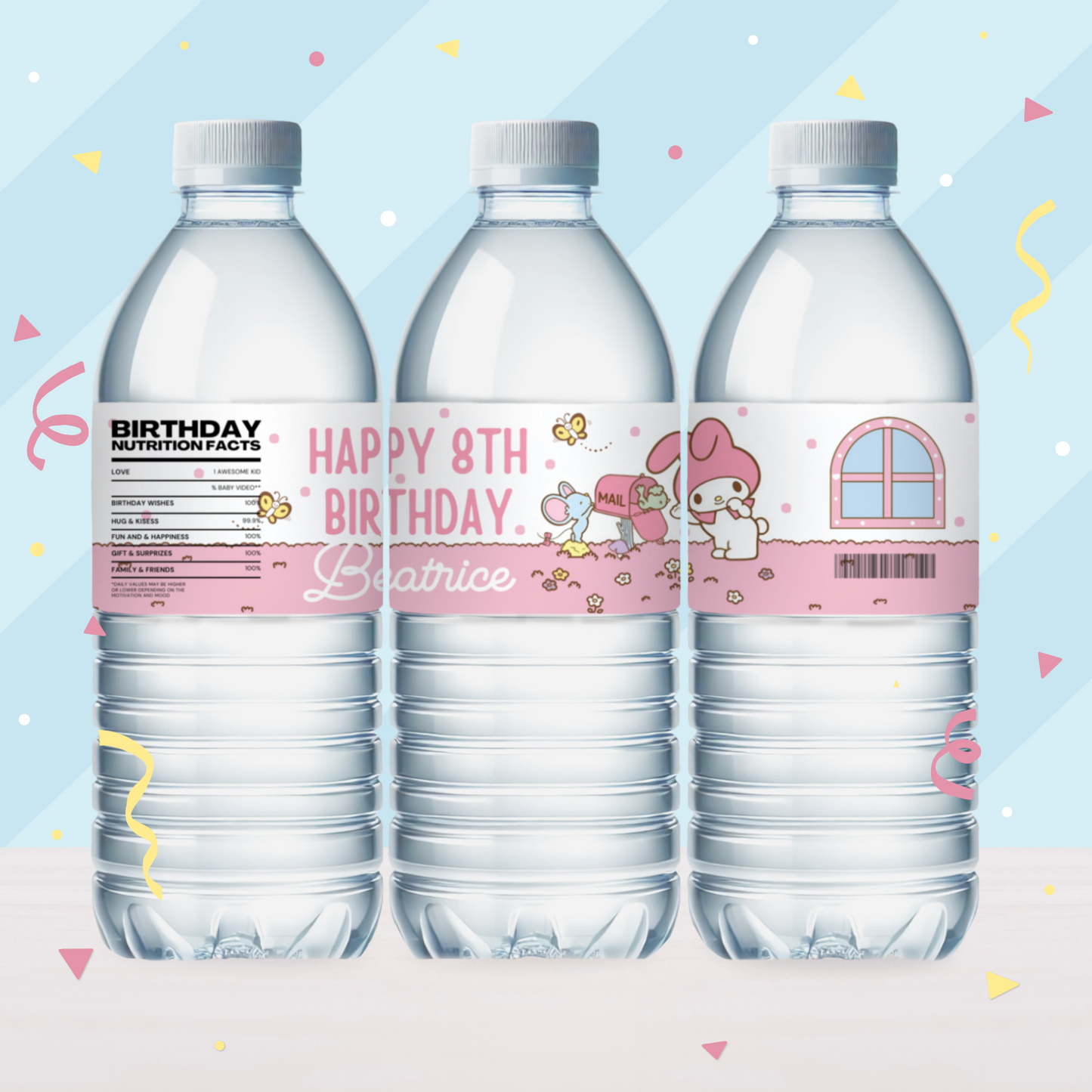 My Melody Birthday Party Favor Water Bottle