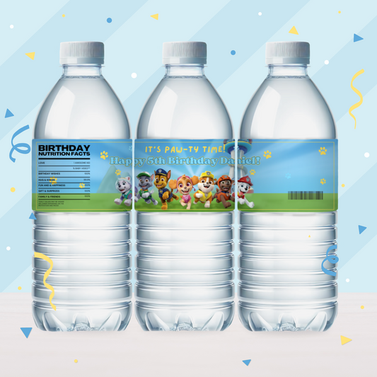 Paw Patrol Birthday Party Favor Water Bottle
