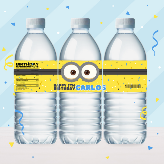 Minions Birthday Party Favor Water Bottle