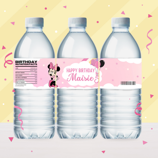 Minnie Mouse Clubhouse Birthday Party Favor Water Bottle