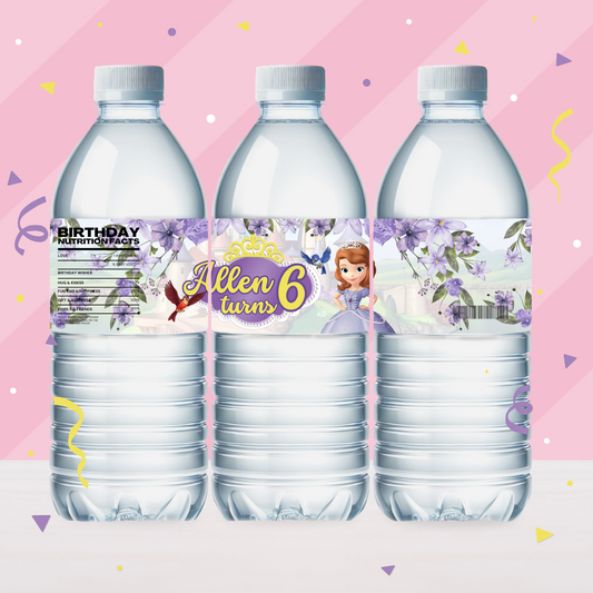 Sofia the First Birthday Party Favor Water Bottle