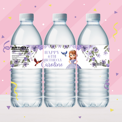Sofia the First Birthday Party Favor Water Bottle