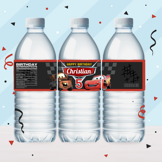 Cars Lightning Mcqueen Birthday Party Favor Water Bottle