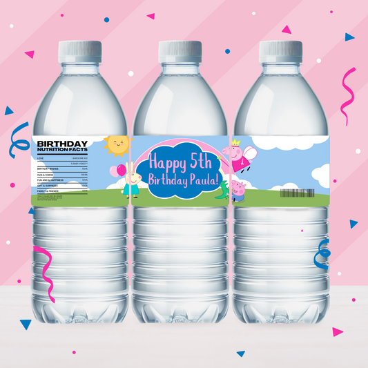Peppa Pig Birthday Party Favor Water Bottle