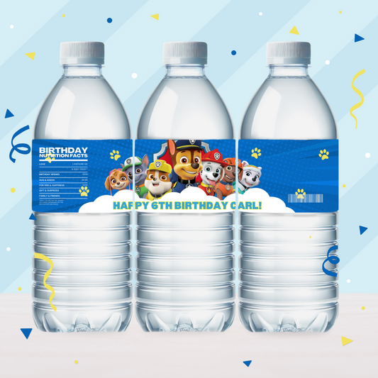 Paw Patrol Birthday Party Favor Water Bottle